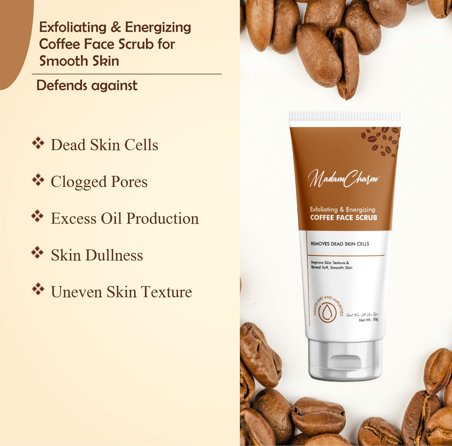 MadamCharm Exfoliating & Energizing Coffee Face Scrub || 50g