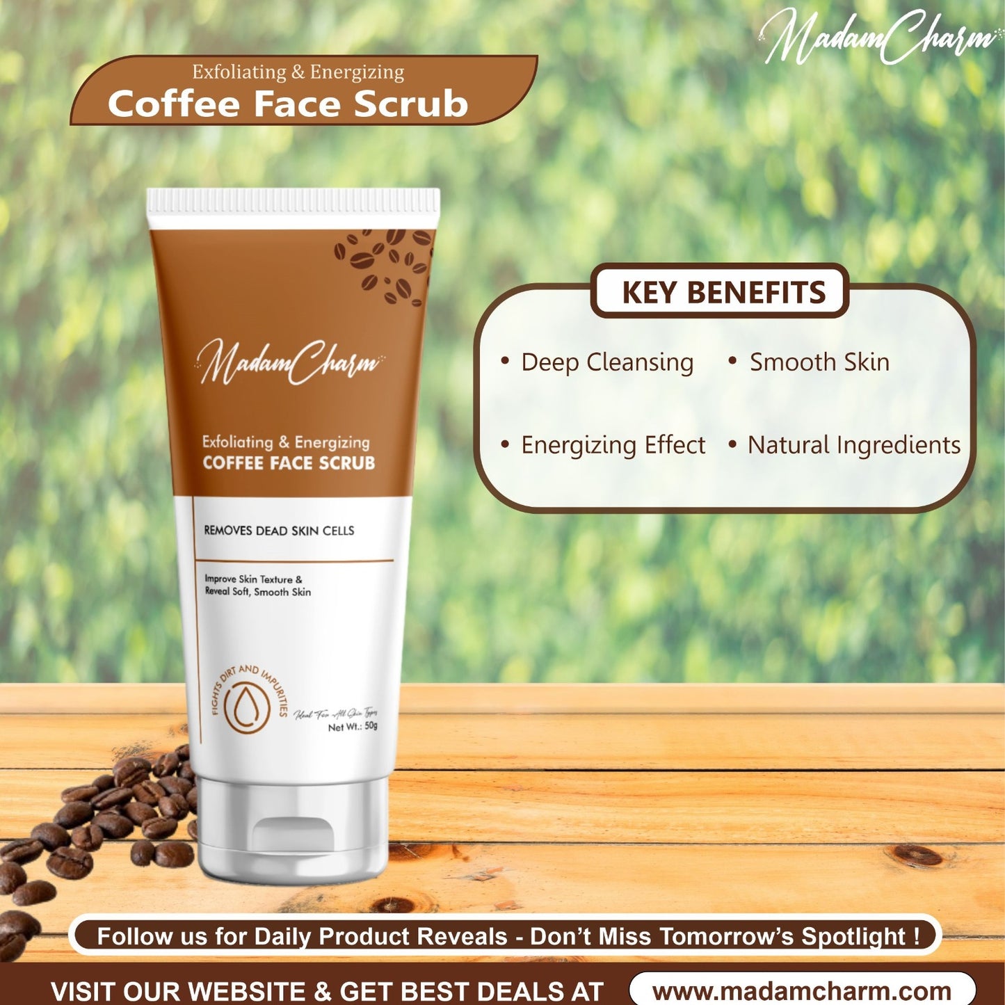 MadamCharm Exfoliating & Energizing Coffee Face Scrub || 50g