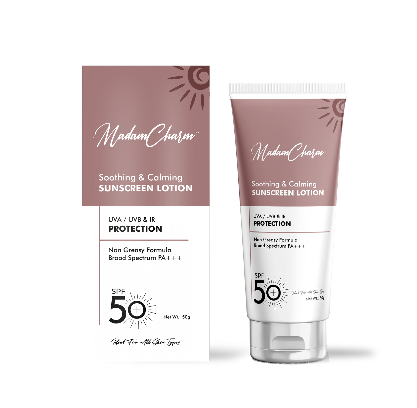 MadamCharm Soothing and Calming SPF 50 Sunscreen Lotion || 50g