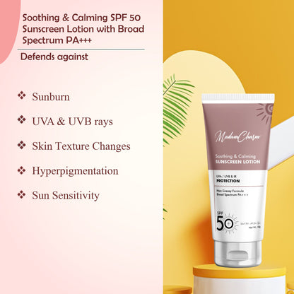 MadamCharm Soothing and Calming SPF 50 Sunscreen Lotion || 50g