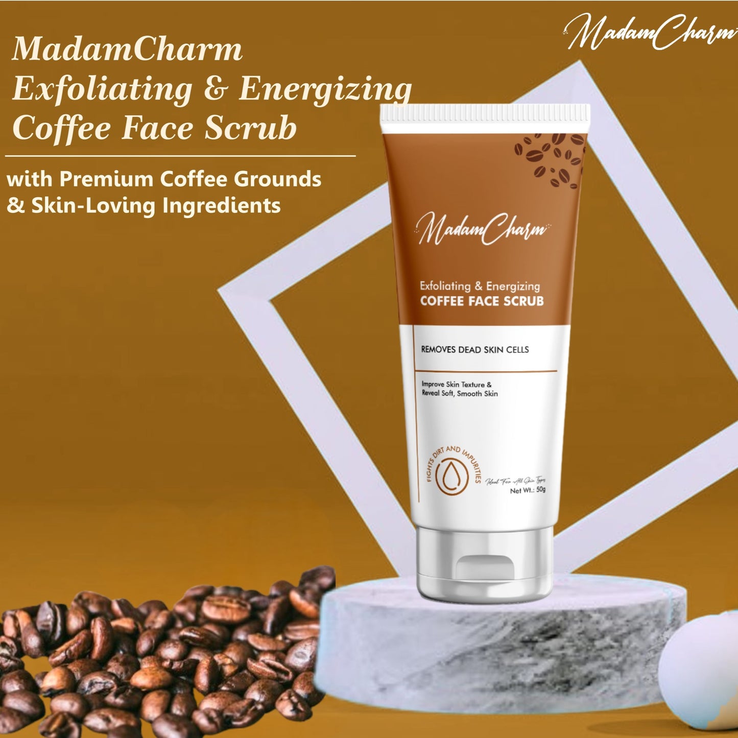 MadamCharm Exfoliating & Energizing Coffee Face Scrub || 50g